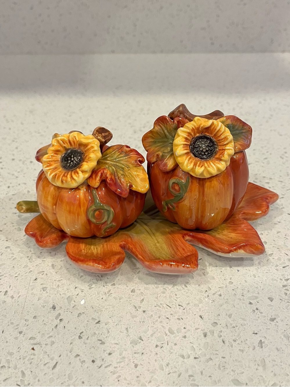 Autumn Sunflower Pumpkin Salt and Pepper Shakers